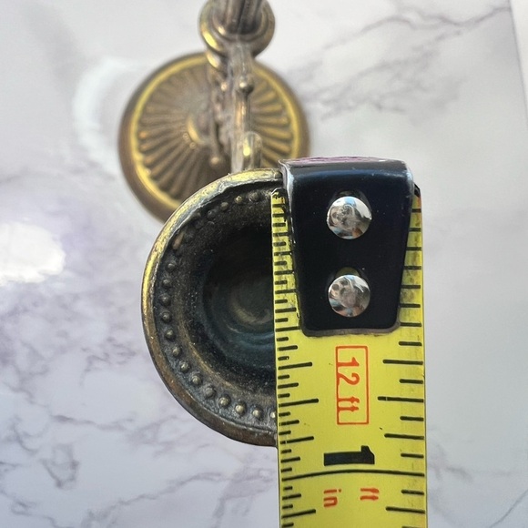 Vintage Mini Metal Candelabra - Art Nouveau Gold-Tone Taper Candle Holders Italy - Picture 7 of 8